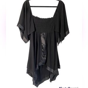 Dots Tunic Top Small Black Stretch Knit Whimsigoth Fairy Goth Dark Feminine